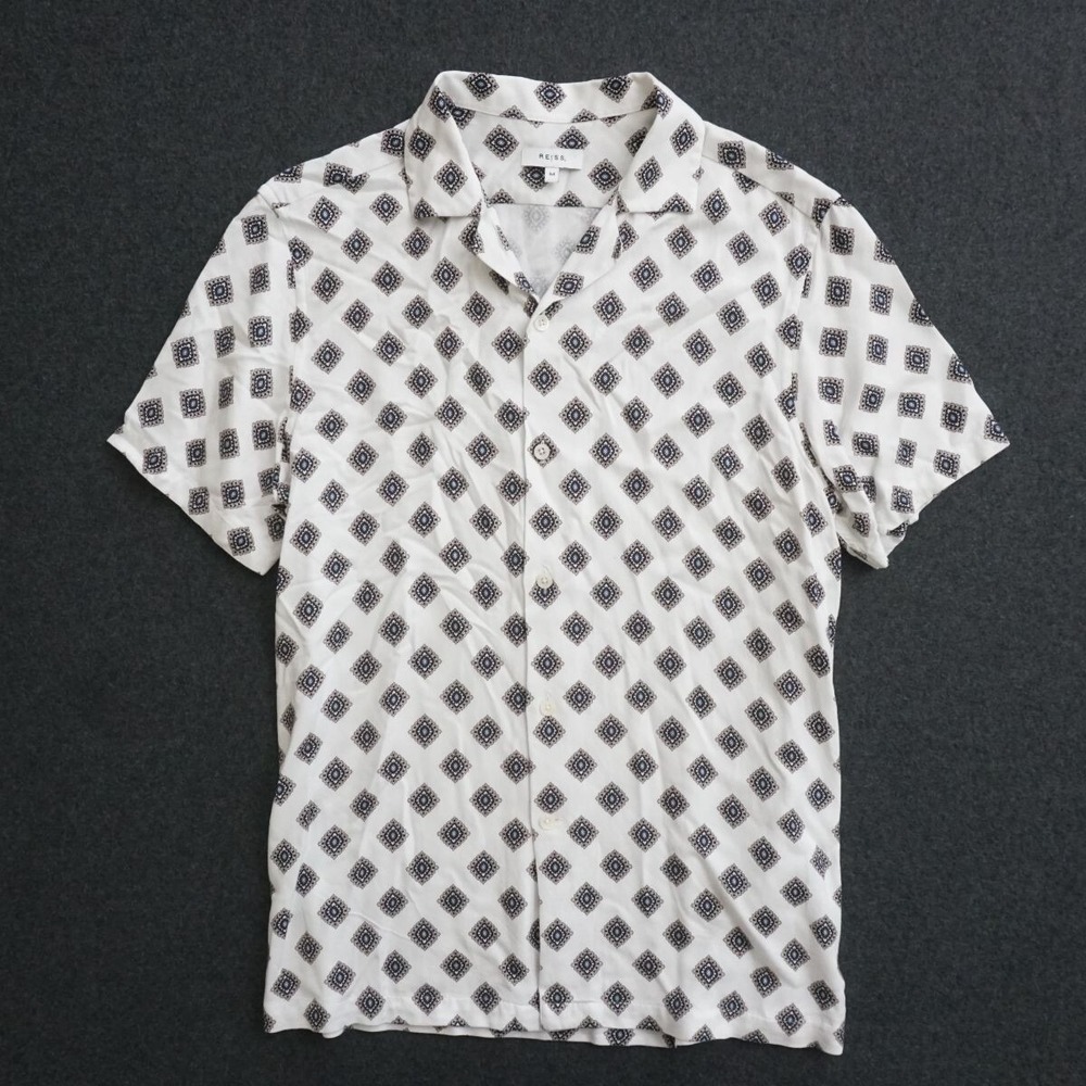 Reiss White and Black Patterned Casual Button Down Shirt